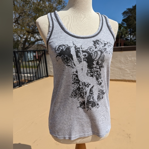 ❤️ Pole Dance Fitness Tank Top in Grey & Black by Zenana - Picture 3 of 14